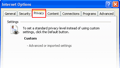 click privacy tab