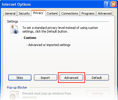 click advanced button
